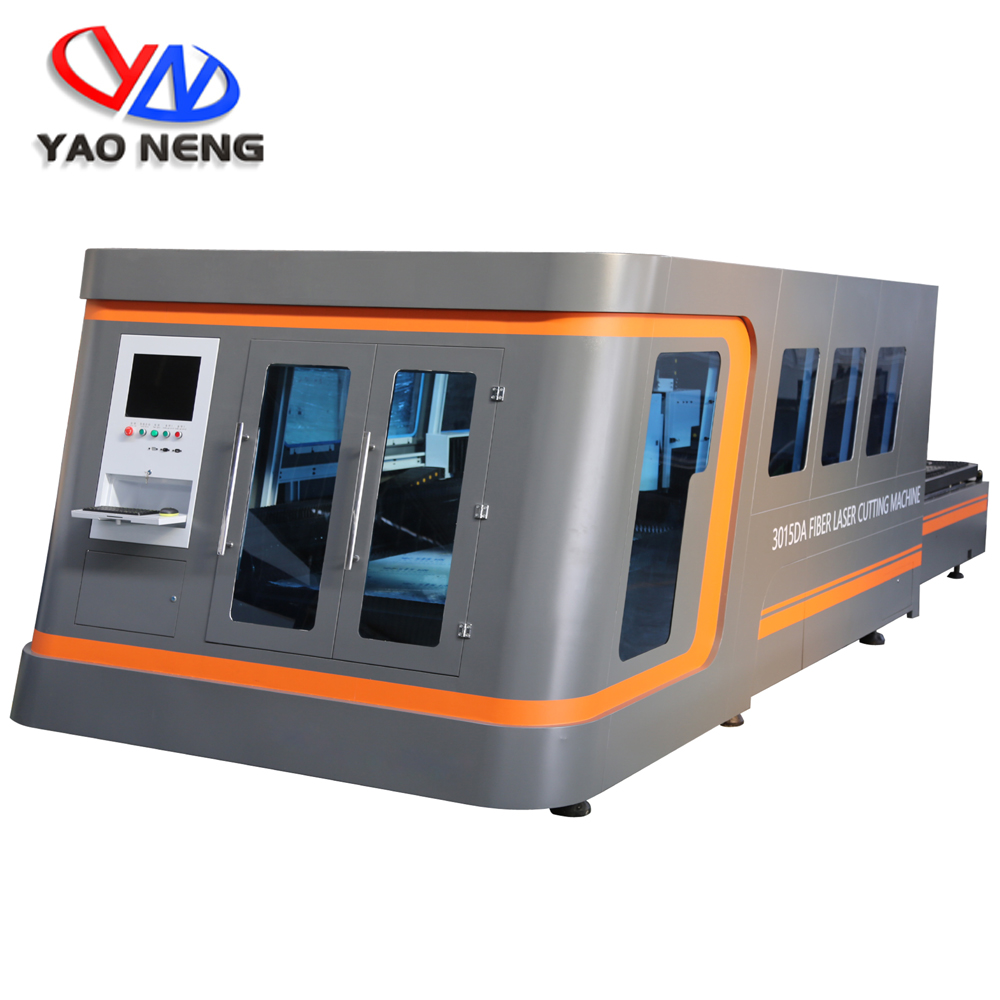 YN-3015DFH WHOLE COVER FIBER LASER CUTTING MACHINE Auto Exchanging Platform